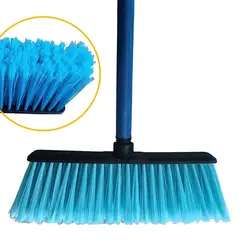 GENERICO - Escoba con Mango de Madera azul Clásica Escobillón Aseo