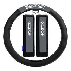 SPARCO - Cubre Volante con cubre Cinturones Universal 38cm color negro