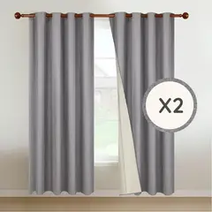 CASATUA - Cortina 100% Blackout Engomada Termica X4 Tipo Lino - Gris