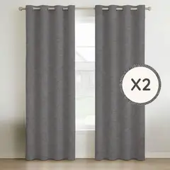CASATUA - Cortina 100% Blackout Engomada Termica X4 Tipo Lino - Gris oscuro