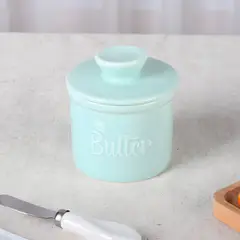 GENERICO - Mantequillera Francesa Vasija Porcelana Resistente Turquesa