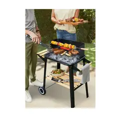GENERICO - Parrilla para carbón con ruedas y grill