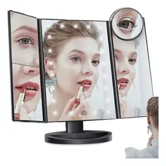 KINDA NICE - Espejo De Maquillaje Led Plegable De Tres Caras