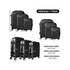 U BUY - Set 3 Maletas Viaje Equipaje Rueda Cabina Avión NEGRO