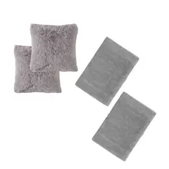 GENERICO - Set 2 Funda Cojines Peludos + 2 Bajadas De Cama 50x80cm