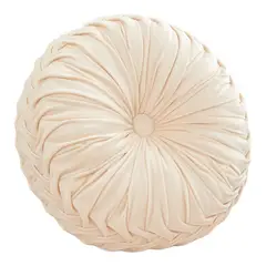GENERICO - Cojin Redondo De Terciopelo Decorativo Elegante 37cm Crema.