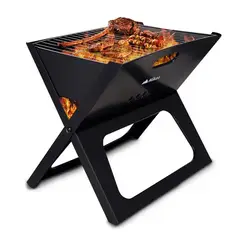 GENERICO - Parrilla plegable de carbón portátil para asados color negro