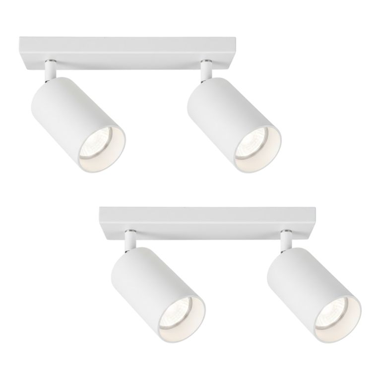 2 Apliqué Blanco con 2 Focos Dirigibles Luz Cálida