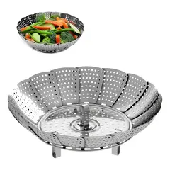 GENERICO - Vaporera Plegable Acero Inoxidable 21cm Cocina Saludable