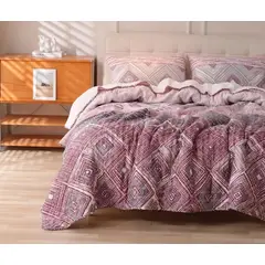 CHANTILLY - Cubrecama Quilt Sherpa Estampado King Rosa