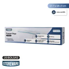 STOREWARE - Bolsas Plásticas Freezer Doble Cierre 20 Unidades