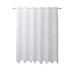 OKAY - Cortina De Cocina Lino bordado Blanco 115x150 Cm