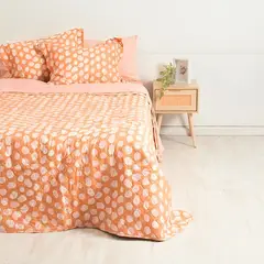 MASHINI - Set Quilt Cubrecama y Sabanas 1.5 plazas Coral