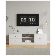 HOMER DESIGN - Rack Tv 120x34x40cm 2 Tiras 2 Puerta Melamina Moderna