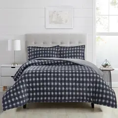 CHANTILLY - Plumón Flannel Sherpa Estampado 1.5 Plaza Azul Cuadros