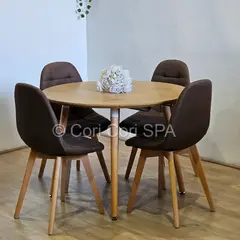 CORI CORI - Comedor Mesa Expandible 100-140-180cm + 4 Sillas Capitonne Lino