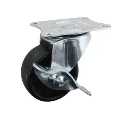 KUTZ - Rueda poliuretano negra 50mm con freno 35kg