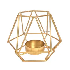 GENERICO - Candelero Porta Velas Hexagonal Metal Dorado