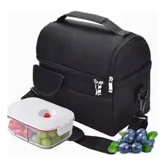 SUPERCENTER - Bolsa Del Almuerzo Loncheras Portátil Y Gran Capacidad Negro