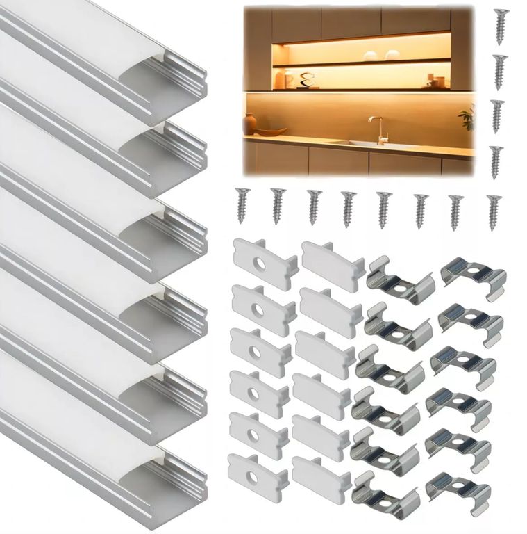 6m Perfil Aluminio Riel Con Difusor Tira Led Para Cinta Led