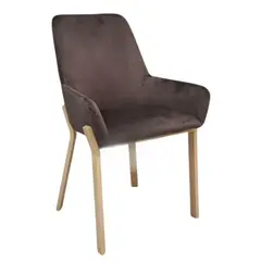 HABITA2 CHILE - Sitial Terciopelo Brito Patas Símil Madera- Gris