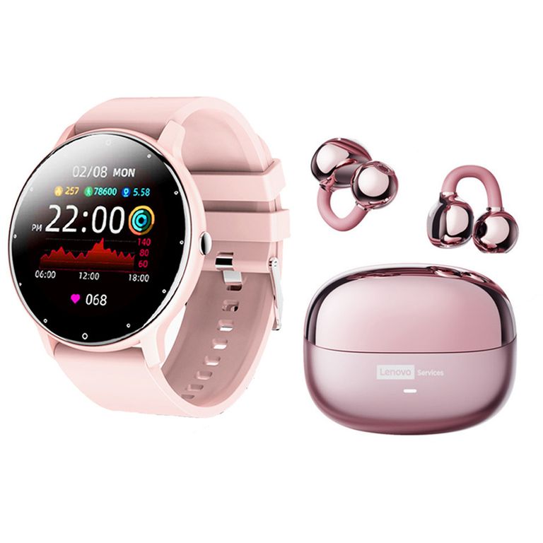 Audifonos LE06 Rosa Bluetooth y Fit Pro reloj inteligente P