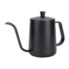 GENERICO - Tetera Negra Con Cuello Cisne 600ml Acero Inoxidable