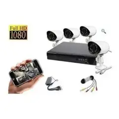 GENERICO - Kit Cctv Con 4 Cámaras De Seguridad Mas Dvr 1080p Full Hd