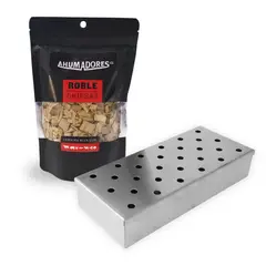 GENERICO - Kit Parrillero Caja Ahumadora + Chips De Madera