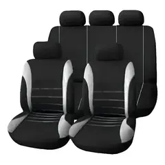 GENERICO - Set Fundas Cubre Asiento Diseño Costura 9pcs Grises