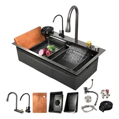 KUANGYE - Fregadero Cocina Cascada 75x45cmlavaplatos Con Accesorios…