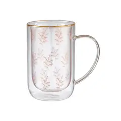 ADAGIO TEAS - Mug Bhoro Doble Vidrio Gold & Lilac Leaves 470 ml