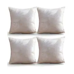 GENERICO - SET DE 4 FUNDAS DE COJINES SATIN DISEÑO HOJAS 45CM X 45 CM BEIGE