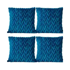 GENERICO - SET DE 4 FUNDAS DE COJINES DISEÑO ESPIGA 45CM X 45 CM TURQUESA