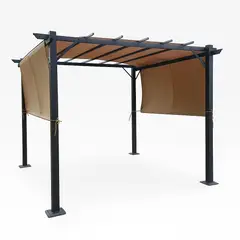 RELAN - Pérgola Retráctil con Pared Toldo 3x3 Mt Beige
