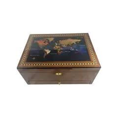 GENERICO - Caja Humidor de Puros con Mapa del Mundo y Cajon