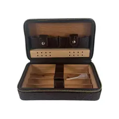 GENERICO - Estuche Humidor de Puros para Viaje Cuero PU Cafe