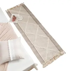 GENERICO - Pasillera Baja De Cama Kelim Tejida Flecos Alfombra 180x60cm.