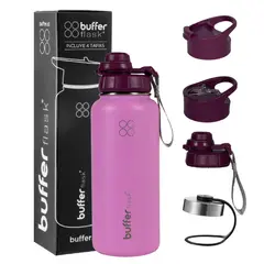 BUFFER FLASK - Termo Botella Agua Termica Acero Inox + Tapas - Violeta