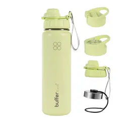 BUFFER FLASK - Termo Botella Agua Termica Acero Inox + Tapas - Verde claro