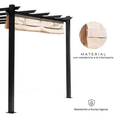RELAN - Pérgola Retráctil XL Tipo Romana Toldo 4x3 Mt Beige