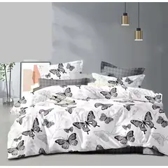 GENERICO - CUBRECAMA KING BLANCO MARIPOSA GRISES ELEGANTE TENG FEI DELGADO DE VERANO