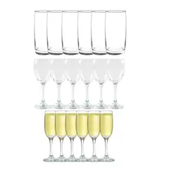 CRISTAR - Set 18 Vasos Copas Vidrio Transparente Celebraciones