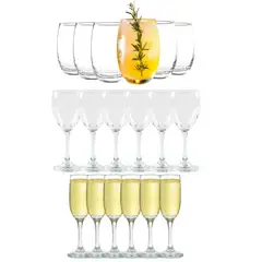 CRISTAR - Set 18 Copas Vasos Vidrio Transparente Celebraciones