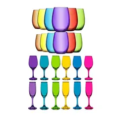 CRISTAR - Set 24 Copas Vasos Vidrio Full Color Celebraciones