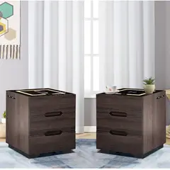 MSA MUEBLES SANTA ANA - PAR DE VELADORES mesa de noche INTELIGENTE con luz USB Cargador Inalámbrico