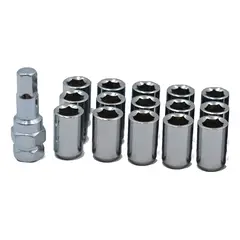 GENERICO - Set 16 Tuercas De Seguridad Cromo Con Llave 12mm 12515