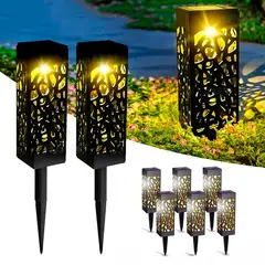 GENERICO - Pack 6 Estacas Solares LED Jardín Exterior Negro