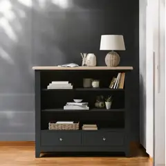 GENERICO - Arrimo de madera Minimalista 100x35x90 color Negro cubierta Miel