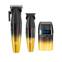 VGR - Barber Combo Cortapelo V003 + Patillera V906 + Shaver V308 Gold